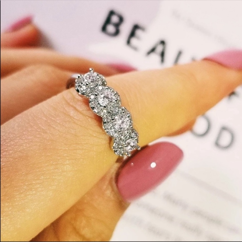 NEW ETERNITY 925 STERLING SILVER DIAMOND RING - Picture 2 of 8